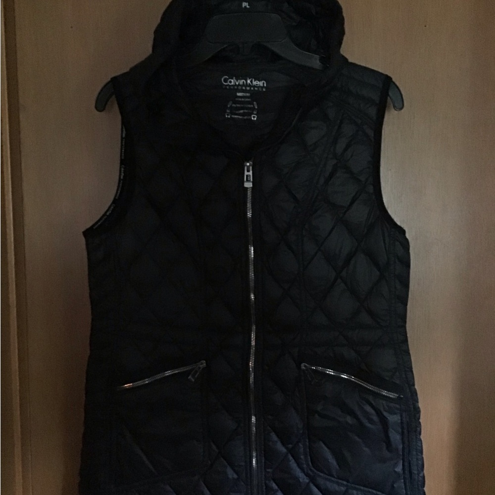 Calvin Klein Black DOWN Quilted Hooded Vest - M